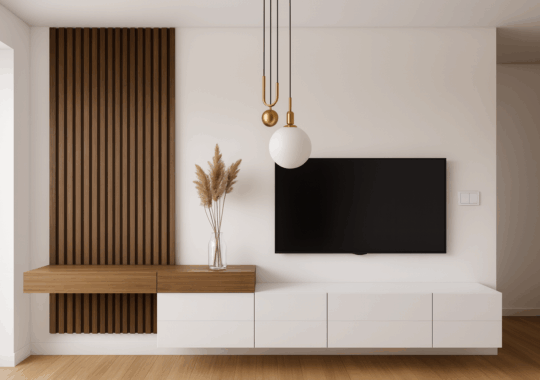 Panneau mural acoustique ALPHA-Akupanel mis en valeur dans un design d’intérieur contemporain
